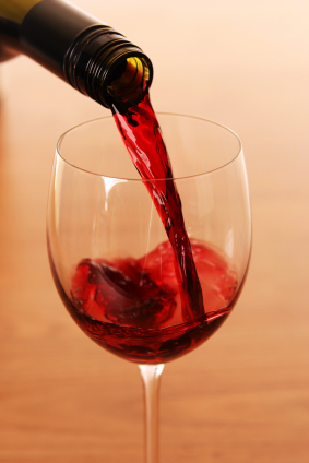 Red wine poured